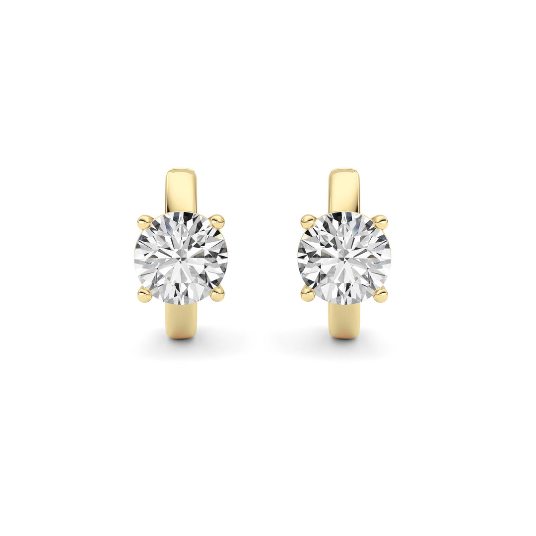 2CTW Round Shaped Lab Grown Diamond (F/VS ) Huggie Earrings in 14K Gold