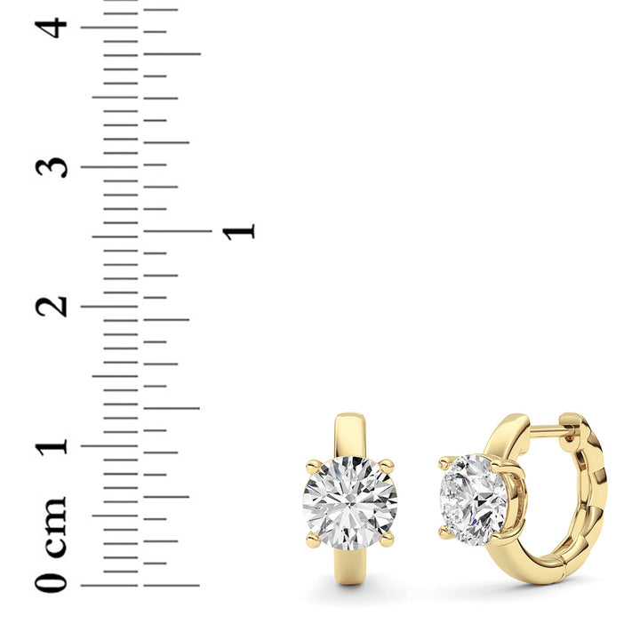 2CTW Round Shaped Lab Grown Diamond (F/VS ) Huggie Earrings in 14K Gold