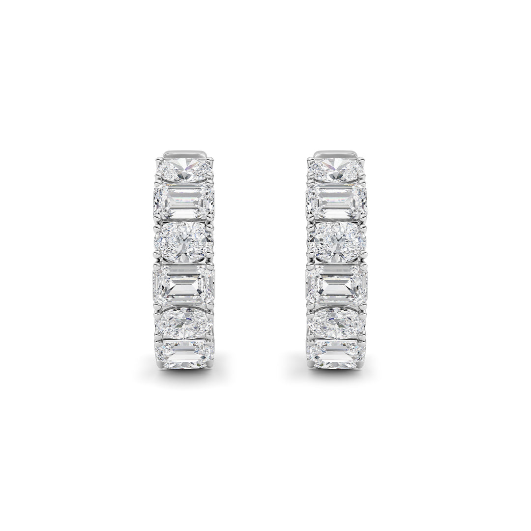 5Cttw Emerald Shaped Lab Grown Diamond (F/VS )Inside Out Hoop Earrings in 14K Gold