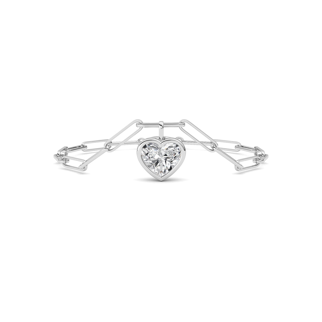 3Cttw Heart Lab Grown Diamond (F/VS ) Bezel Set Bracelet in 14K Gold