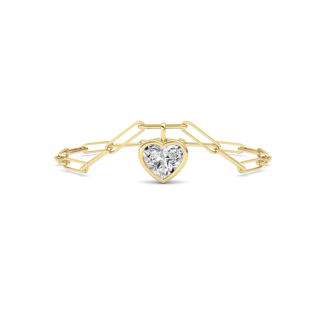 3Cttw Heart Lab Grown Diamond (F/VS ) Bezel Set Bracelet in 14K Gold