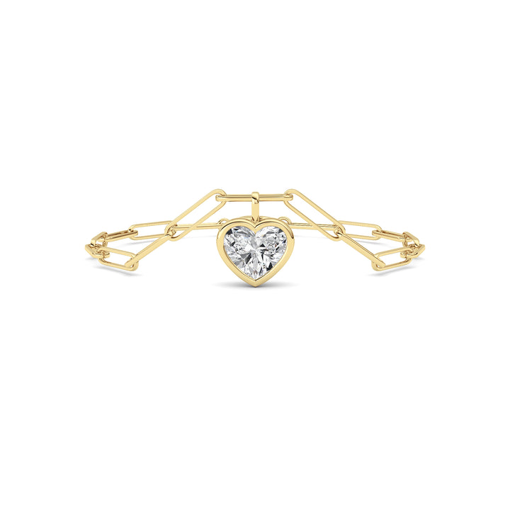 3Cttw Heart Lab Grown Diamond (F/VS ) Bezel Set Bracelet in 14K Gold