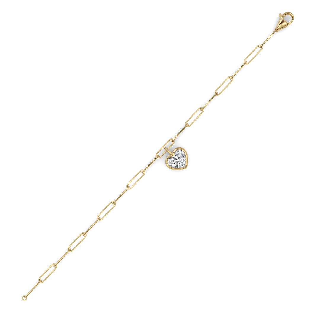 3Cttw Heart Lab Grown Diamond (F/VS ) Bezel Set Bracelet in 14K Gold