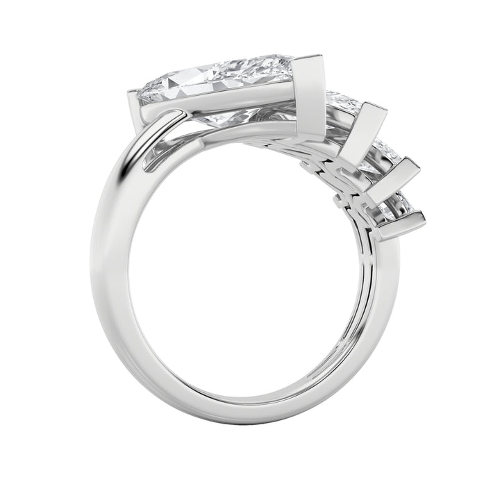 2.5CTW Marquise Shaped Lab Grown Diamond (G/VS) Four Stone Fashion Ring in 14K Gold