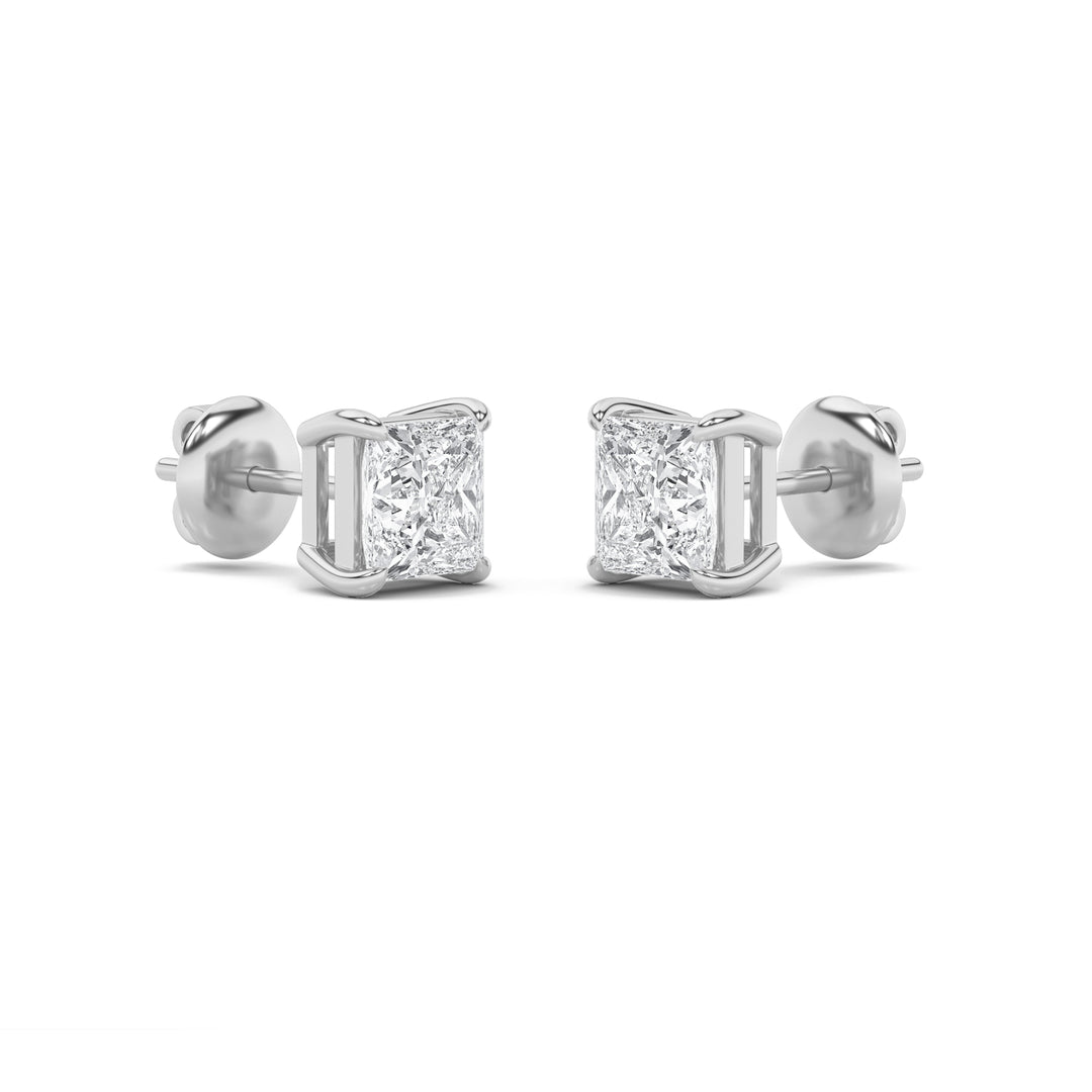 2CTW Princess Shaped Lab Grown Diamond (F/VS) Stud Earrings in 14K Gold
