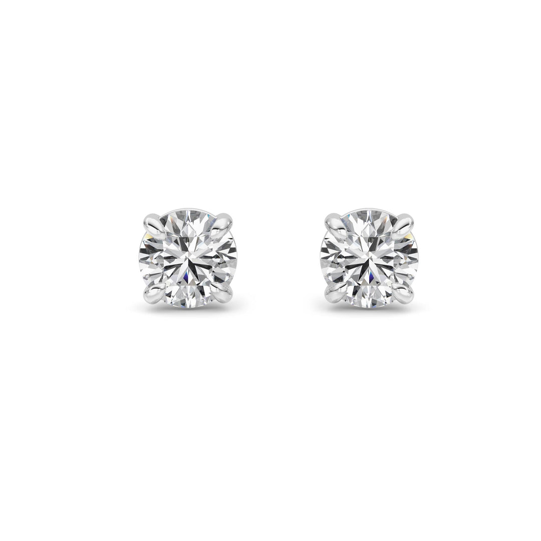 2CTW Round Shaped Lab Grown Diamond 4 Prong Stud Earrings in 14K Gold (F/VS)