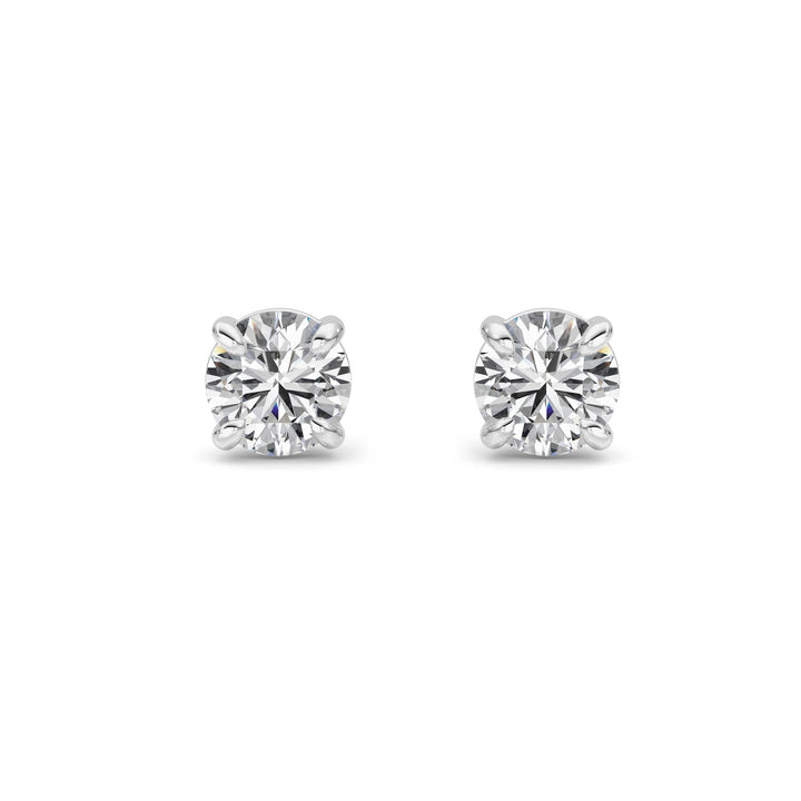2CTW Round Shaped Lab Grown Diamond 4 Prong Stud Earrings in 14K Gold (F/VS)