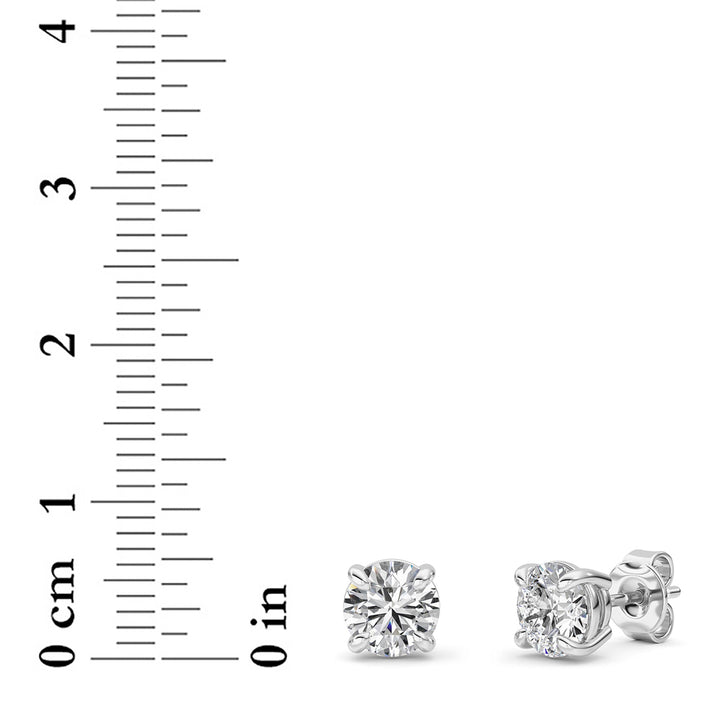 2CTW Round Shaped Lab Grown Diamond 4 Prong Stud Earrings in 14K Gold (F/VS)