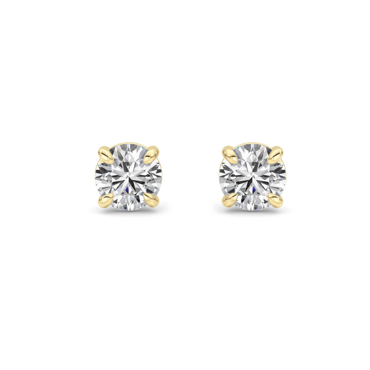 2CTW Round Shaped Lab Grown Diamond 4 Prong Stud Earrings in 14K Gold (F/VS)