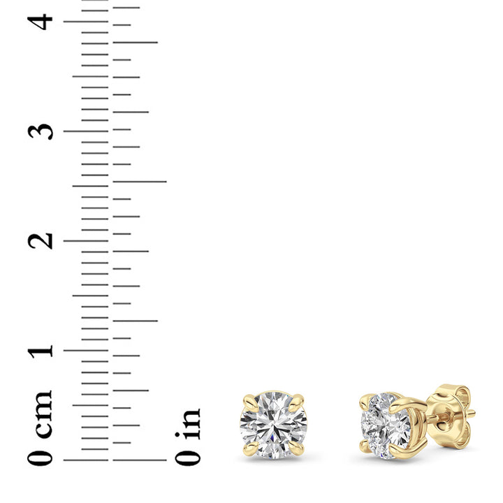 2CTW Round Shaped Lab Grown Diamond 4 Prong Stud Earrings in 14K Gold (F/VS)