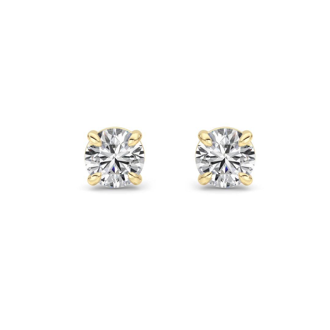 2CTW Round Shaped Lab Grown Diamond (G/VS) Earring in 14K Yellow Gold