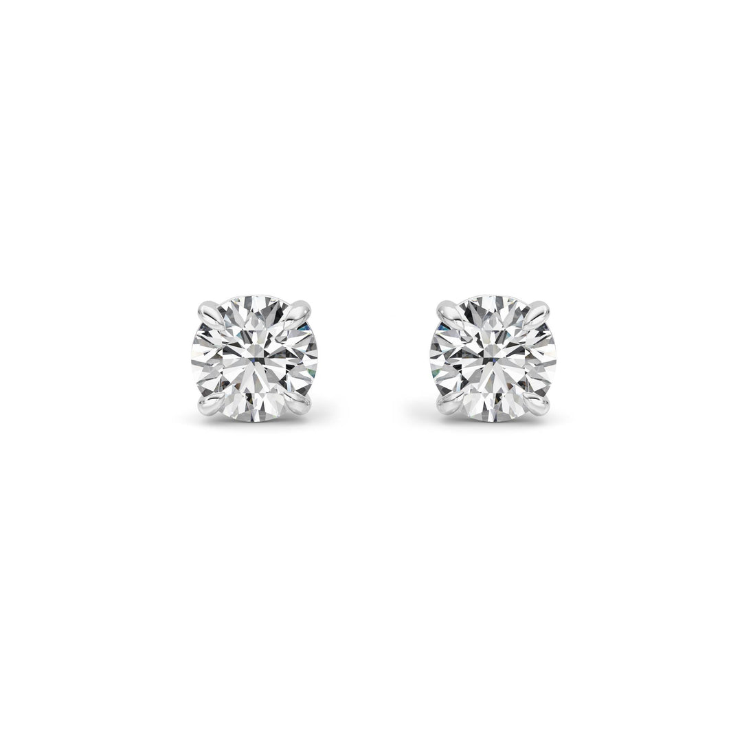 3CTW Round Shaped Lab Grown Diamond 4 Prong Stud Earrings in 14K Gold (G/VS)