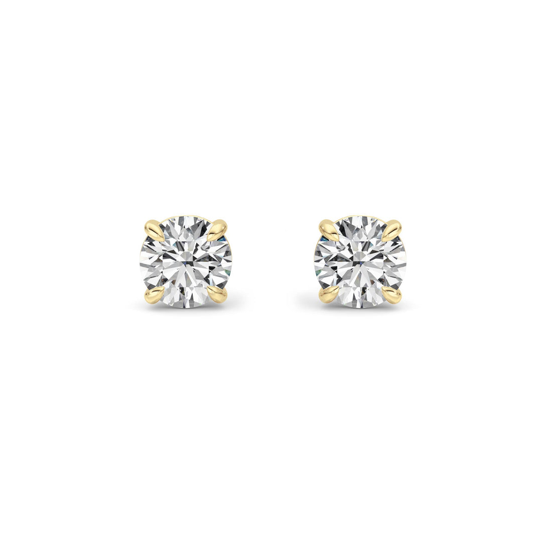 3CTW Round Shaped Lab Grown Diamond 4 Prong Stud Earrings in 14K Gold (G/VS)