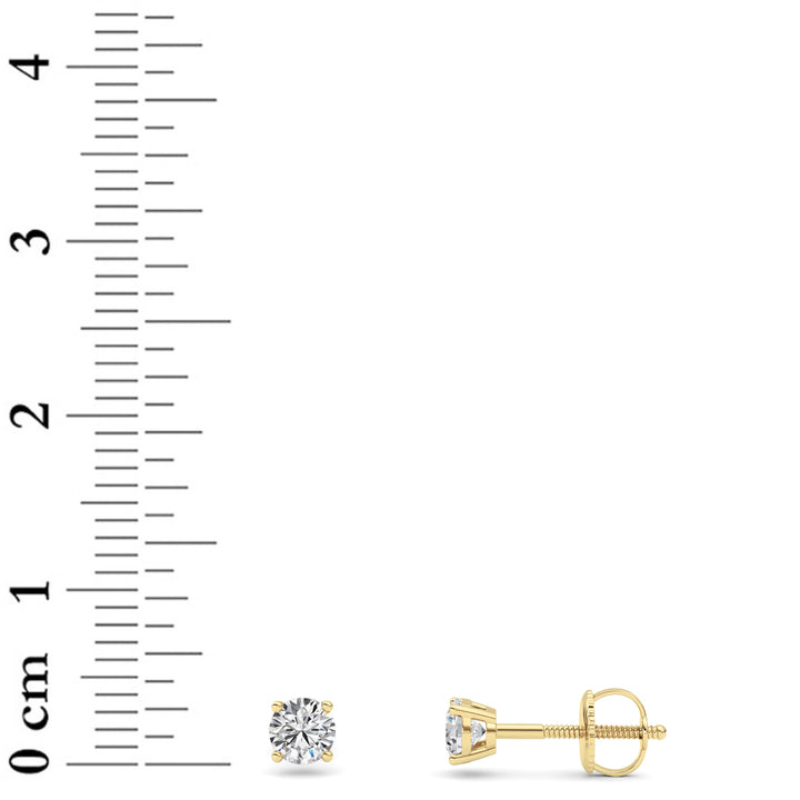 0.5CTW Round Shaped Lab Grown Diamond (F/VS) Stud Earrings in 14K Gold