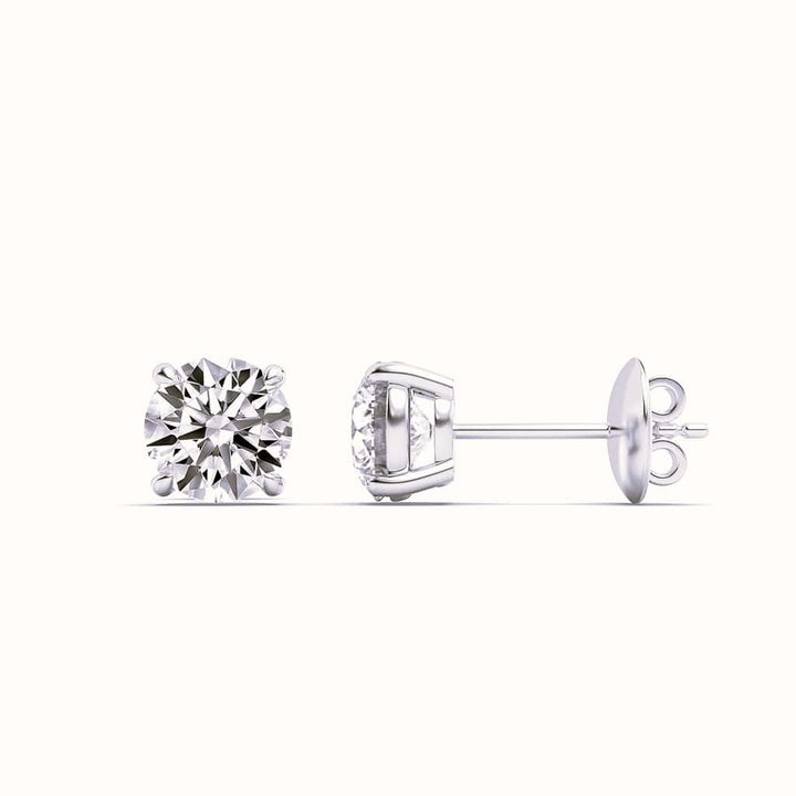 1CTW Round Shaped Lab Grown Diamond (F/VS) Stud Earrings in 14K Gold