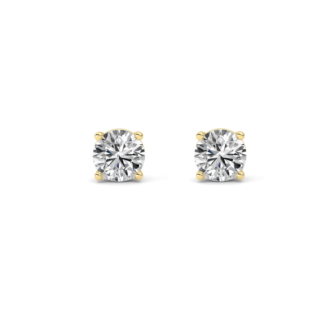 1CTW Round Shaped Lab Grown Diamond (F/VS) Stud Earrings in 14K Gold