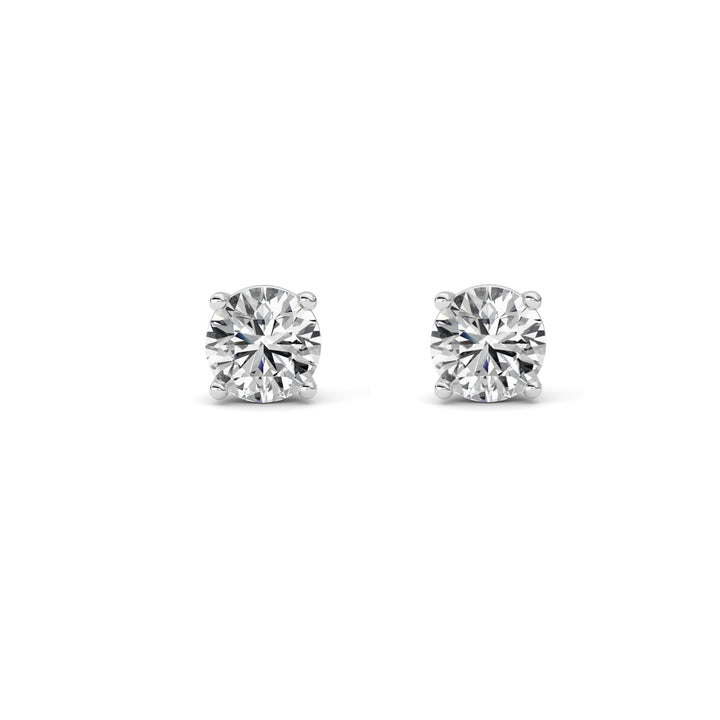 2CTW Round Shaped Lab Grown Diamond (F/VS) Stud Earrings in 14K Gold