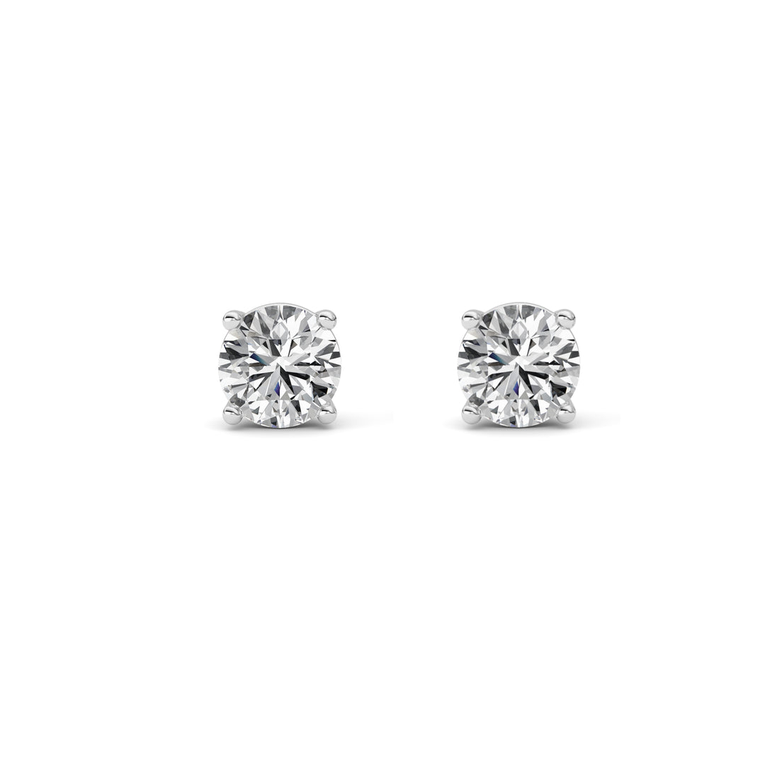 3CTW Round Shaped Lab Grown Diamond (F/VS) Stud Earrings in 14K Gold
