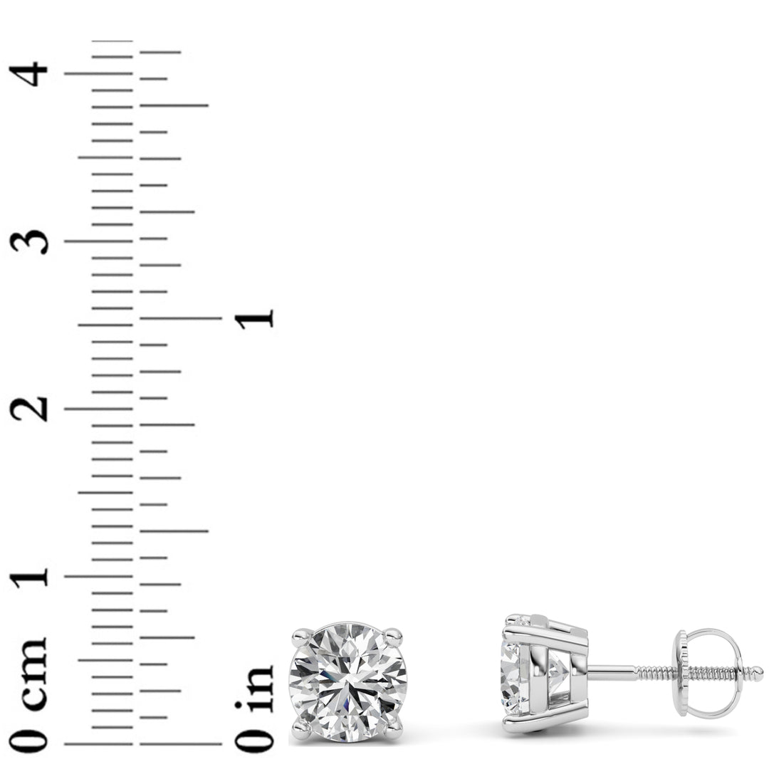 3CTW Round Shaped Lab Grown Diamond (F/VS) Stud Earrings in 14K Gold