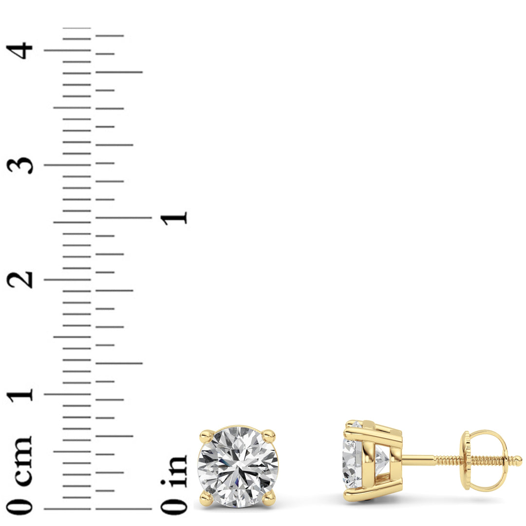3CTW Round Shaped Lab Grown Diamond (F/VS) Stud Earrings in 14K Gold