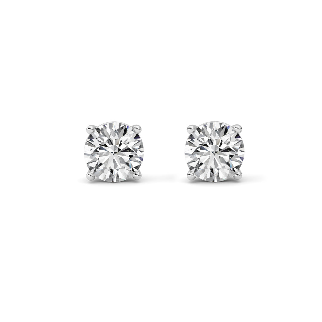 4CTW Round Shaped Lab Grown Diamond (G/VS) Stud Earrings in 14K White Gold