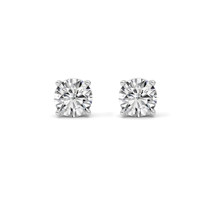 4CTW Round Shaped Lab Grown Diamond (G/VS) Stud Earrings in 14K White Gold