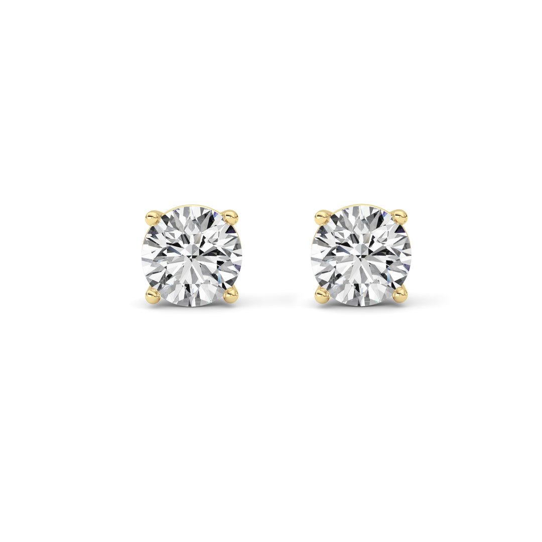 4CTW Round Shaped Lab Grown Diamond (G/VS) Stud Earrings in 14K Yellow Gold