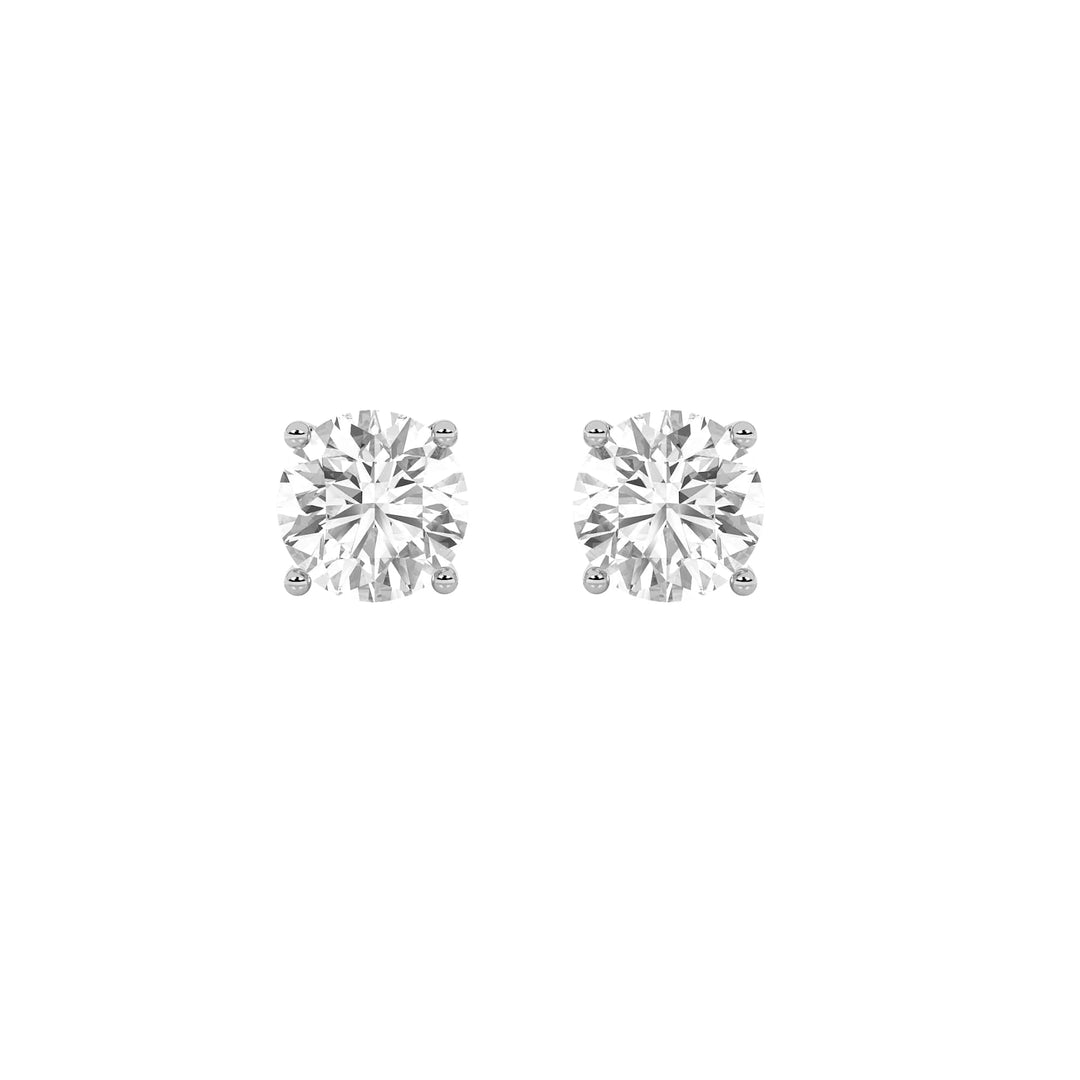 5Cttw Round Shaped Lab Grown Diamond (F/VS) Stud Earrings in 14K White Gold