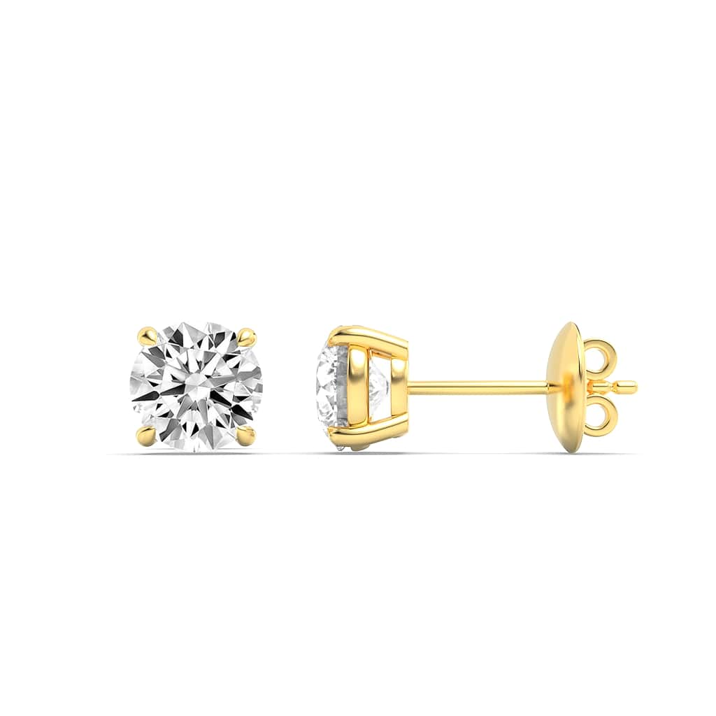 5Cttw Round Shaped Lab Grown Diamond (F/VS) Stud Earrings in 14K Yellow Gold