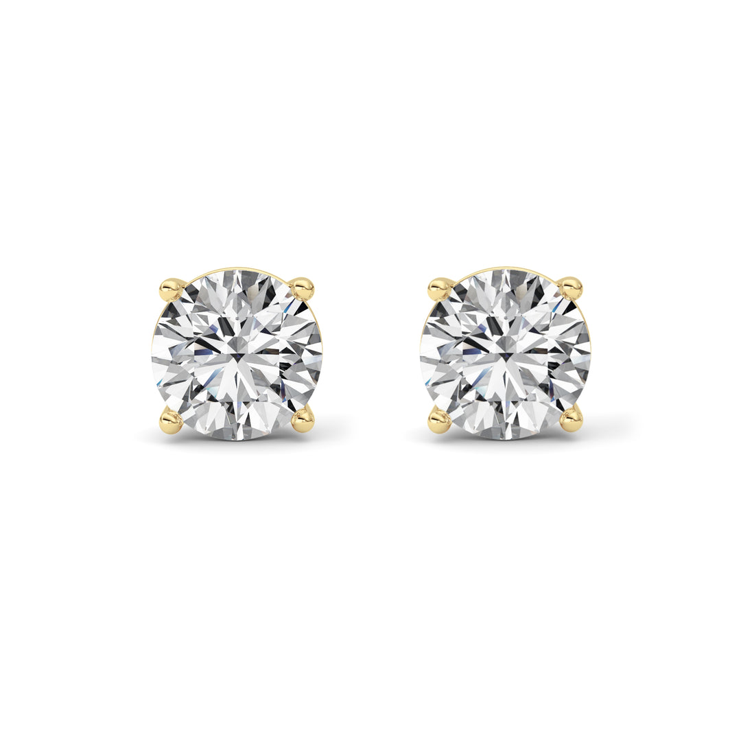 5Cttw Round Shaped Lab Grown Diamond (F/VS) Stud Earrings in 14K Yellow Gold