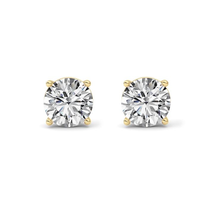 5Cttw Round Shaped Lab Grown Diamond (F/VS) Stud Earrings in 14K Yellow Gold