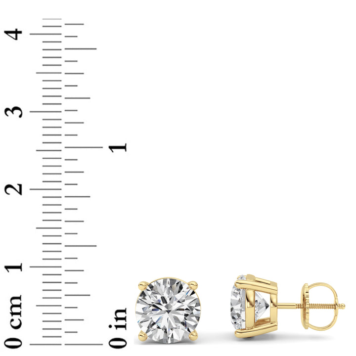 5Cttw Round Shaped Lab Grown Diamond (F/VS) Stud Earrings in 14K Yellow Gold