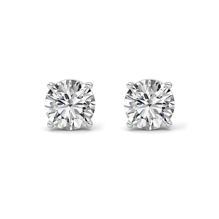 6Cttw Round Shaped Lab Grown Diamond (F/VS) Stud Earrings in 14K White Gold