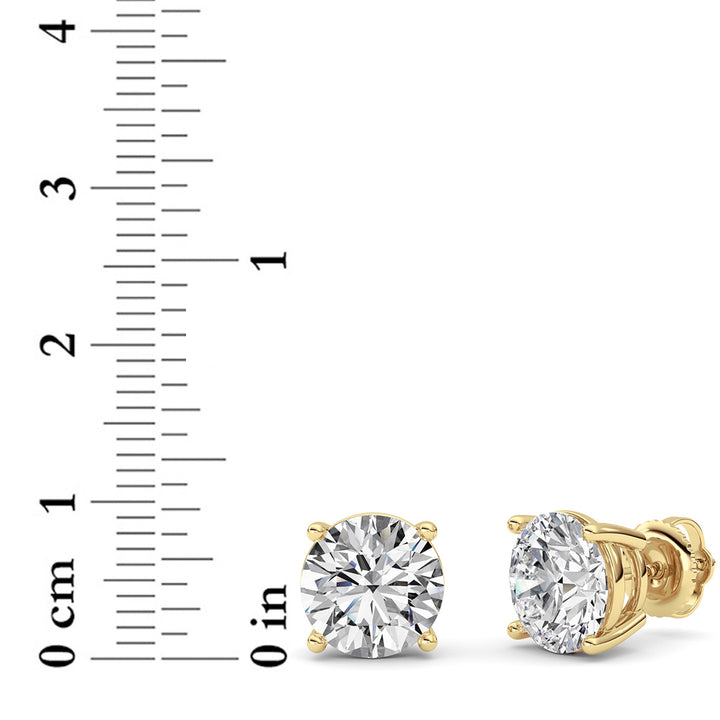 6Cttw Round Shaped Lab Grown Diamond (F/VS) Stud Earrings in 14K Yellow Gold