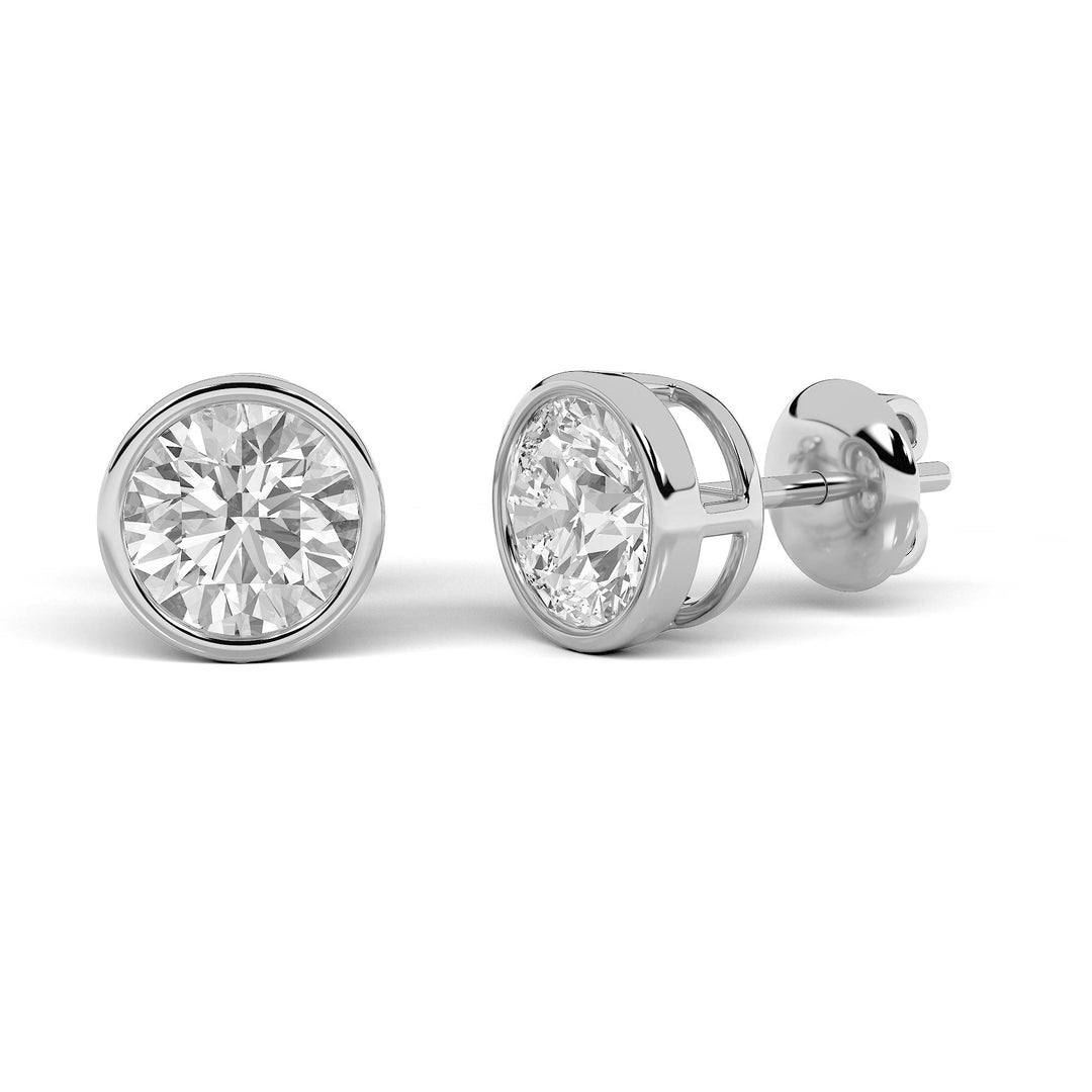 4Cttw Round Shaped Lab Grown Diamond (F/VS) Stud Earrings in 14K Gold