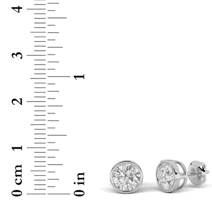 4Cttw Round Shaped Lab Grown Diamond (F/VS) Stud Earrings in 14K Gold