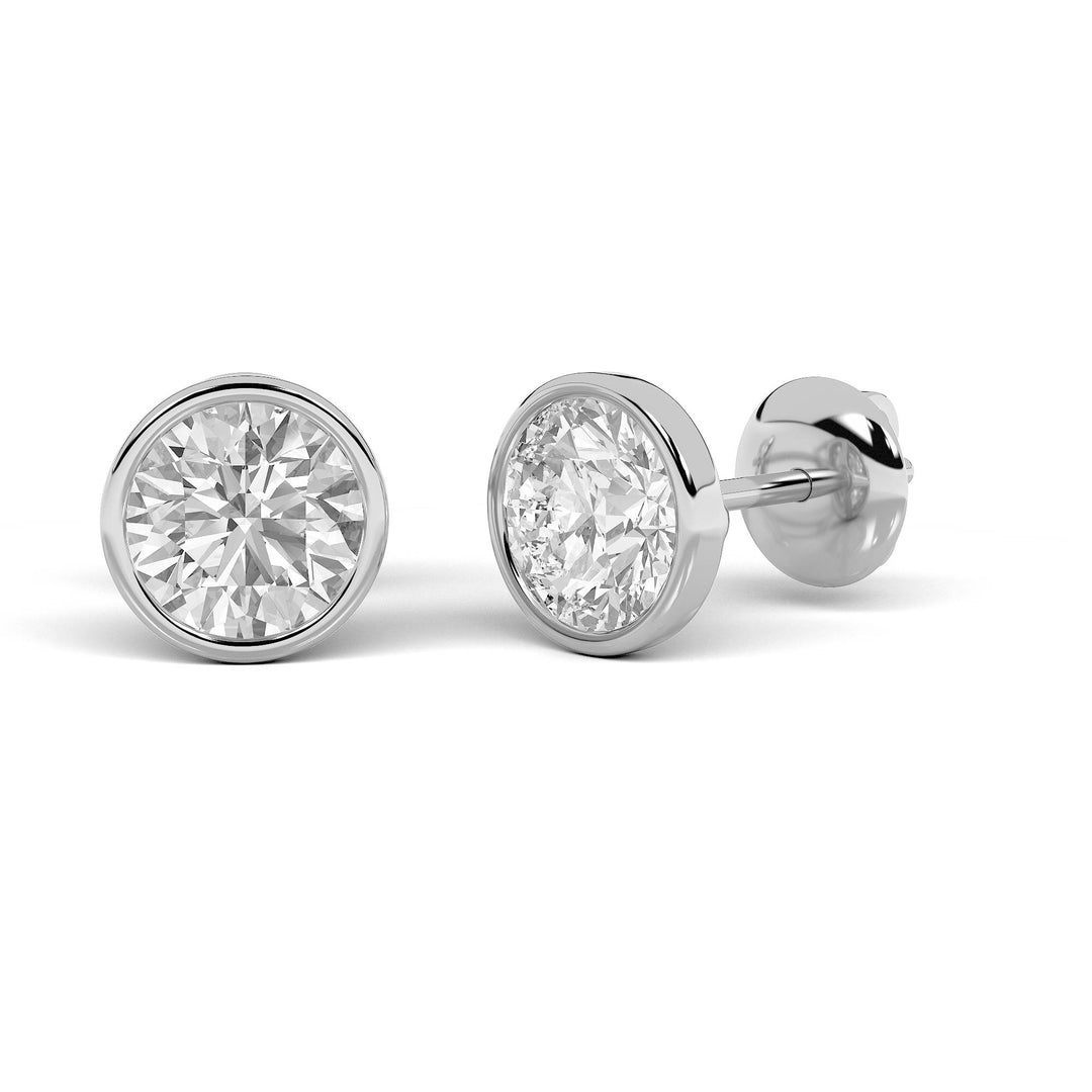 4Cttw Round Shaped Lab Grown Diamond (F/VS) Stud Earrings in 14K Gold