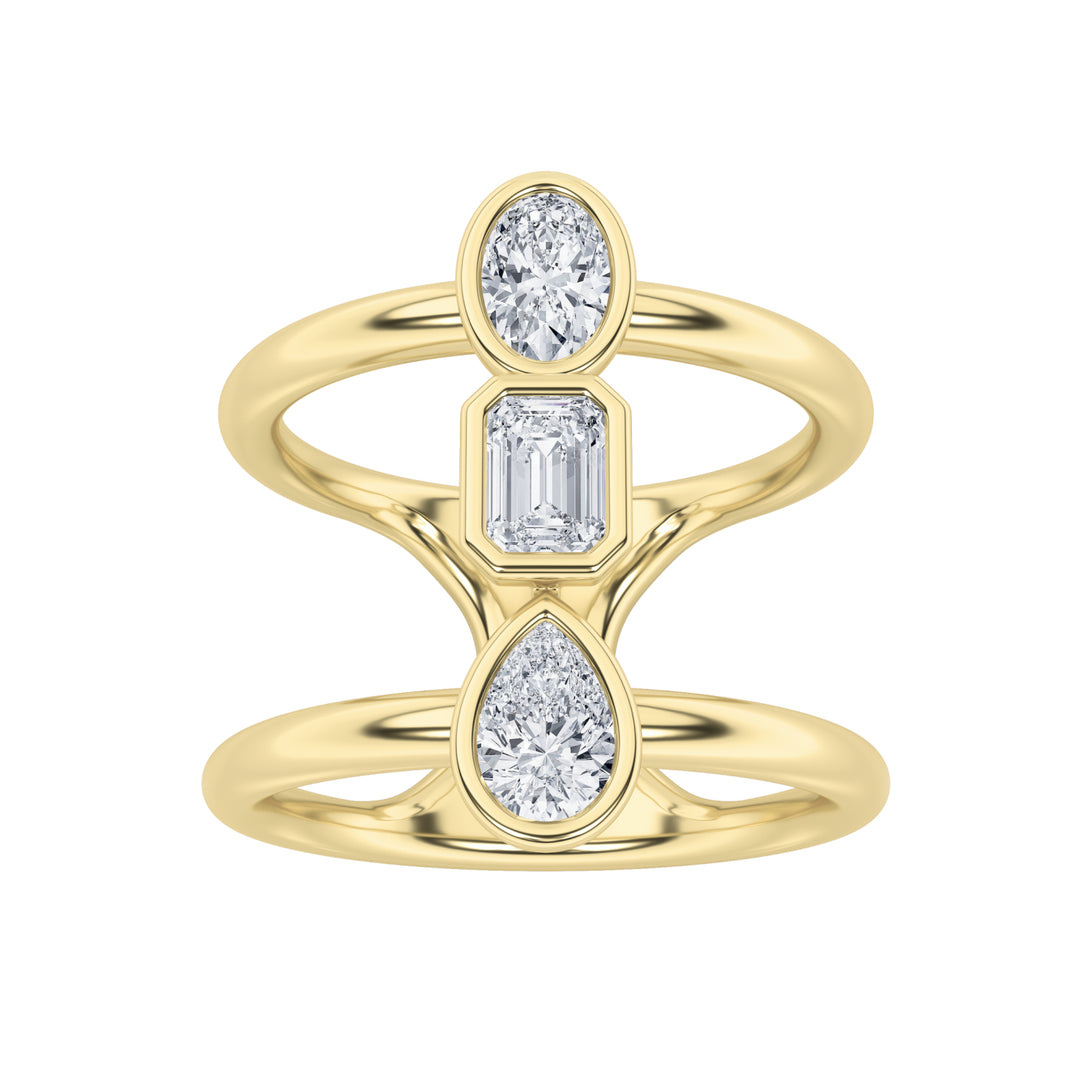 0.75CTW MX Shaped Lab Grown Diamond (G/VS) Ring in Silver|14K Yellow Gold