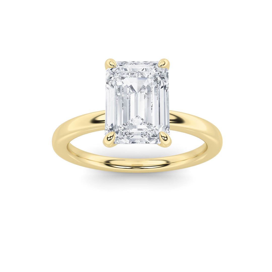 1.5CTW Emerald Shaped Lab Grown Diamond Classic Solitaire Ring in 14K Gold (F/VS)