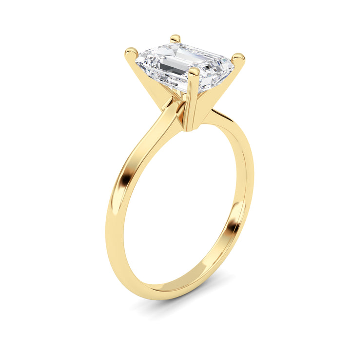 2CTW Emerald Shaped Lab Grown Diamond Classic Solitaire Ring in 14K Gold (F/VS)