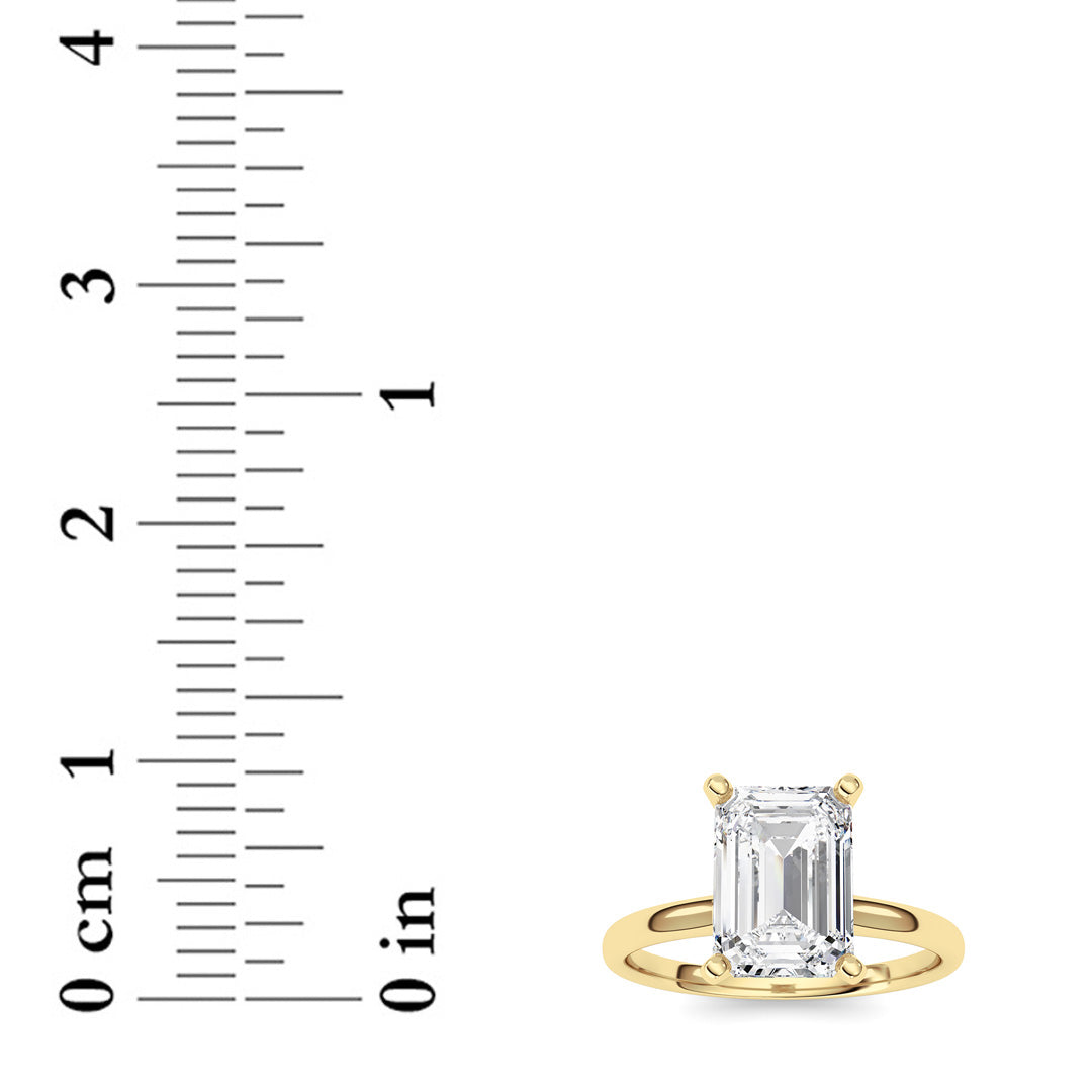 2CTW Emerald Shaped Lab Grown Diamond Classic Solitaire Ring in 14K Gold (F/VS)