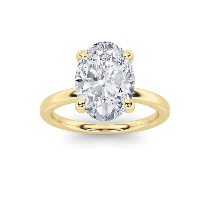 2CTW Oval Shaped Lab Grown Diamond Classic Solitaire Ring in 14K Gold (F/VS)