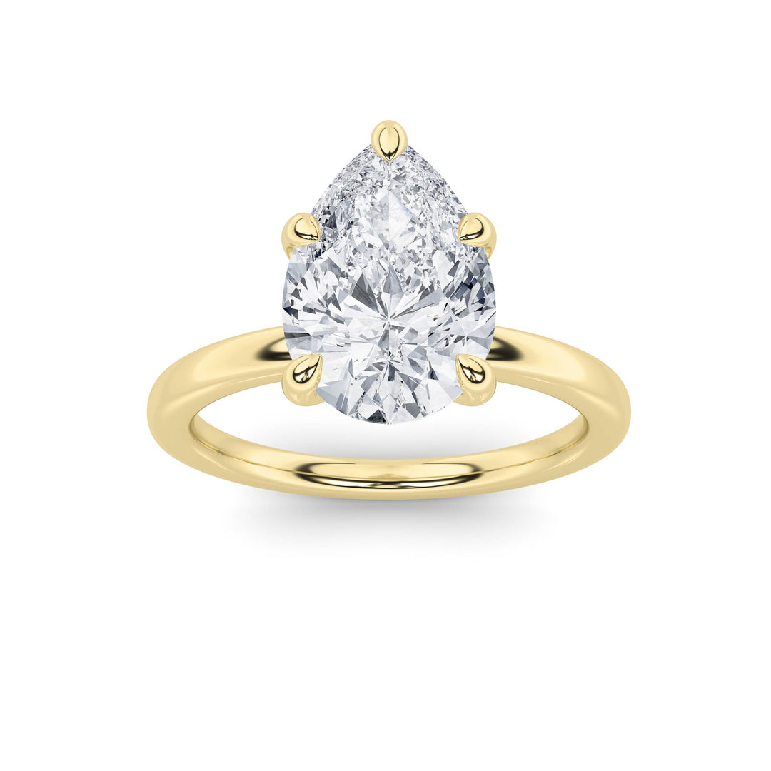 1CTW Pear Shaped Lab Grown Diamond Classic Solitaire Ring in 14K Gold (F/VS)