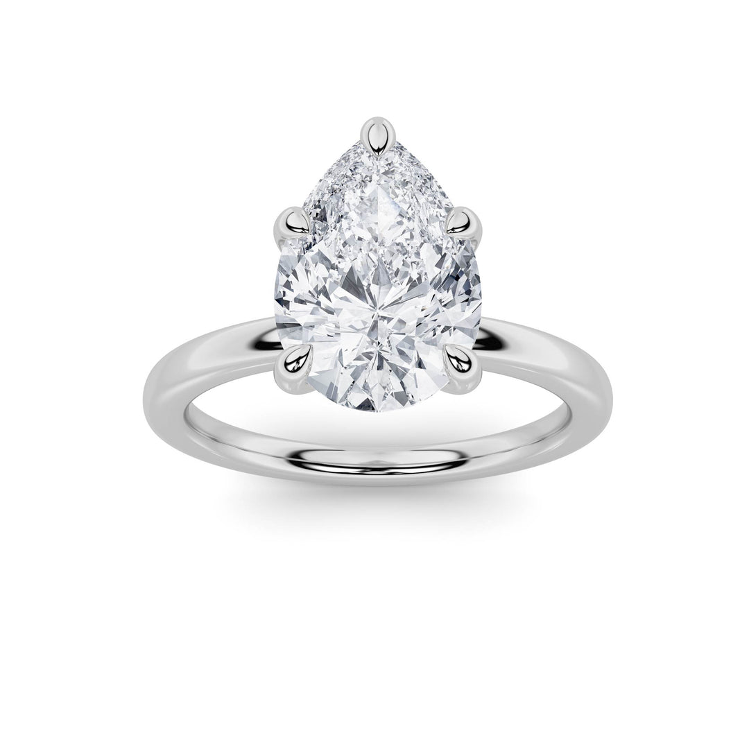 4Cttw Pear Shaped Lab Grown Diamond Classic Solitaire Ring in 14K Gold (F/VS)