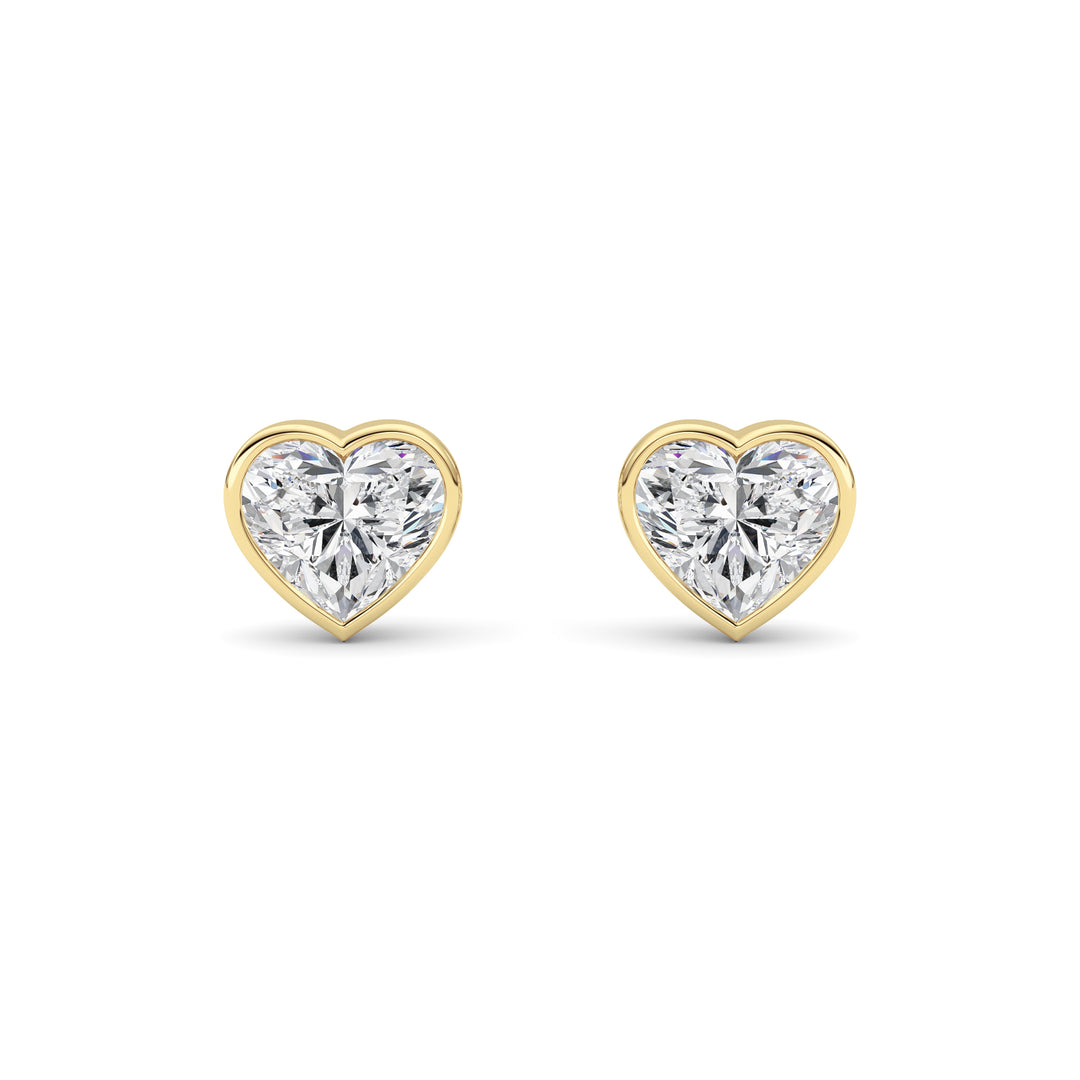 4Cttw Heart Shaped Lab Grown Diamond (F/VS) BezelSet Stud Earrings in 14K Gold