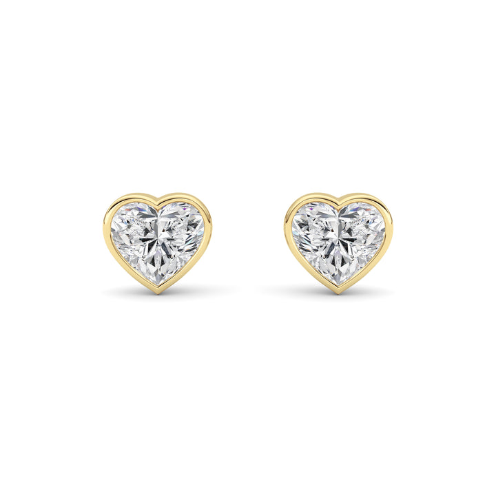 4Cttw Heart Shaped Lab Grown Diamond (F/VS) BezelSet Stud Earrings in 14K Gold