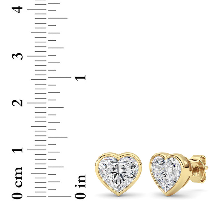 4Cttw Heart Shaped Lab Grown Diamond (F/VS) BezelSet Stud Earrings in 14K Gold