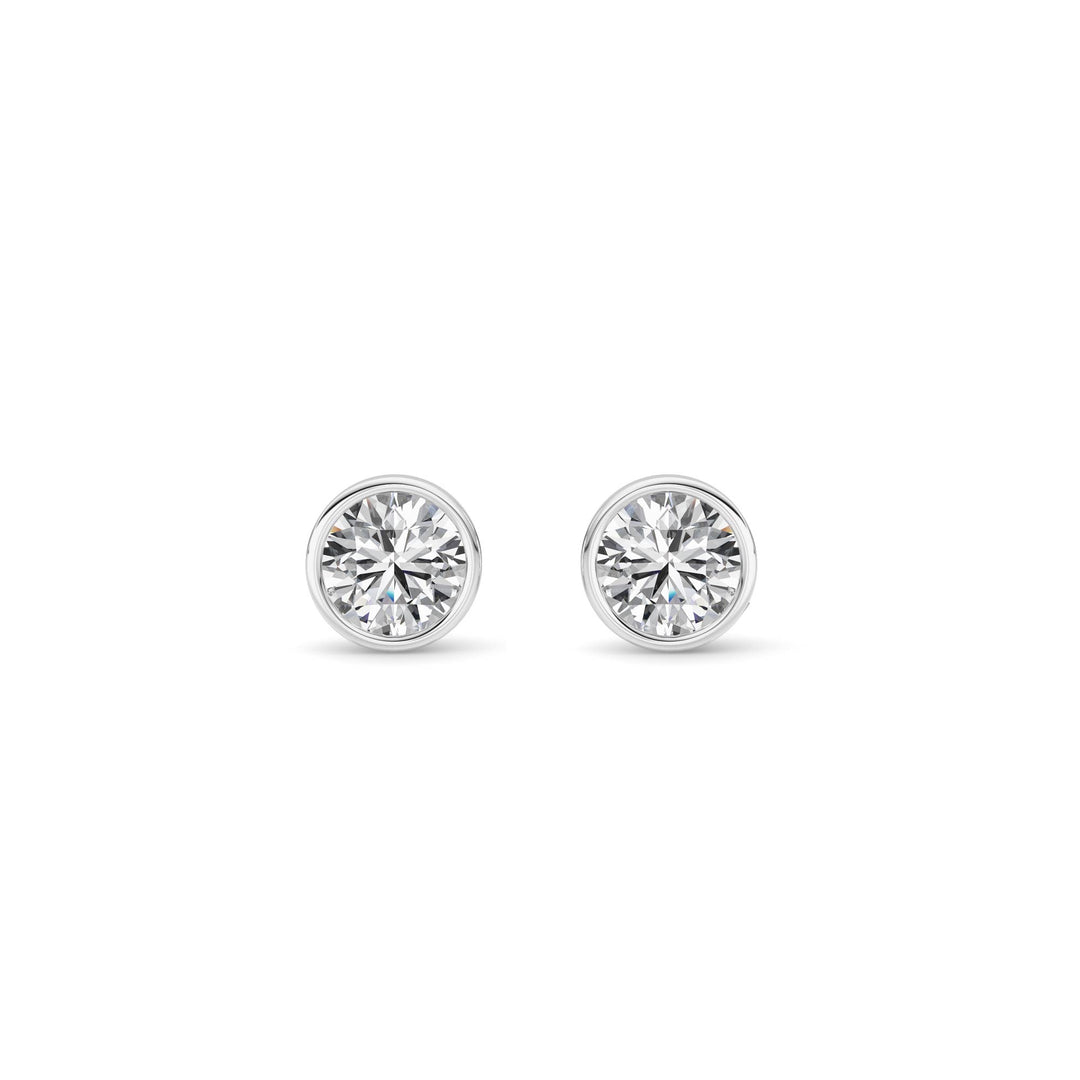 1CTW Round Shaped Lab Grown Diamond (F/VS) Bezel Set Earrings in 14K Gold