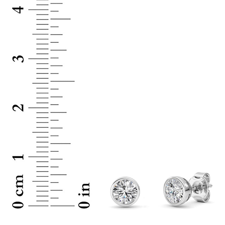 1CTW Round Shaped Lab Grown Diamond (F/VS) Bezel Set Earrings in 14K Gold