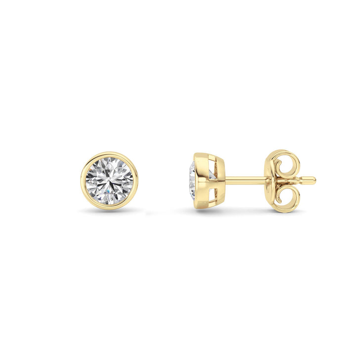 1CTW Round Shaped Lab Grown Diamond (F/VS) Bezel Set Earrings in 14K Gold